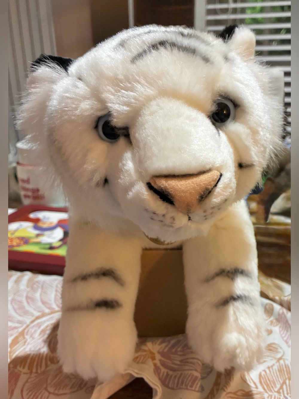 Handmade White Tiger in New Condition. Has Tag at Neck & Tail. Hand Made. Beauty